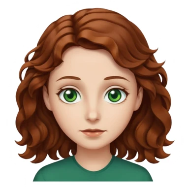 Светлая кожна. Зеленние глаза, високий лоб. Волоси вьющиеся, каштановие  sticker