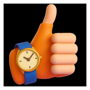 Make the thumbs up emoji wear a wristwatch in a style similar to 3d-emoji sticker