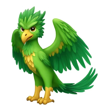 Full-body green gryphon with a beak for its mouth and wings sticker