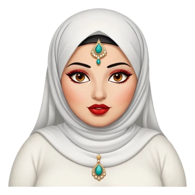 big plus size, arab, arabian clothes, baddie,pretty, makeup, bright red lipgloss, black eyeliner, sticker