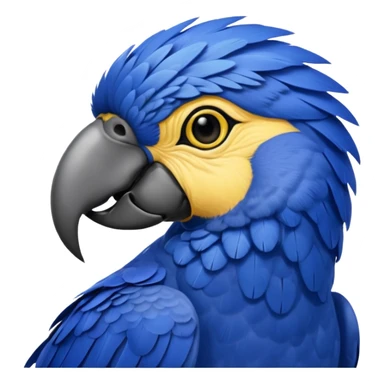 Hyacinth macaw with all blue feathers except for yellow around beak and eyes sticker