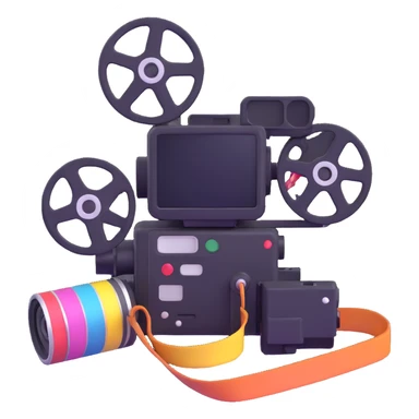 video camera with film reels sticker