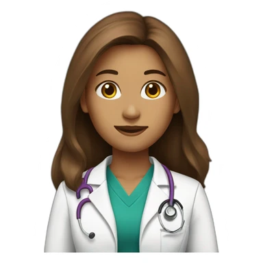 doctor women brown long hair sticker