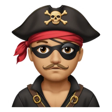 pirate with black eyepatch covering one eye and with only one eye sticker