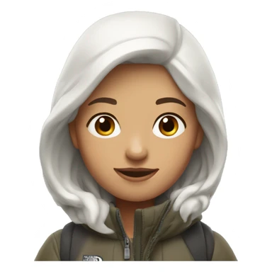 White burgundy haired Girl wearing long northface  sticker