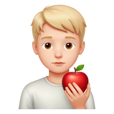 boy with apple sticker