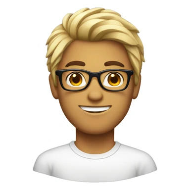 Um homem adolescente branco, cabelo preto, óculos de nerd sticker