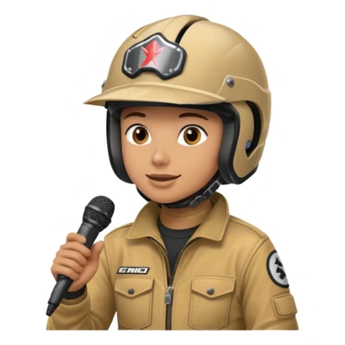 dirtbike rider on stage being interviewed sticker