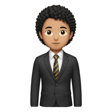 Young man, brown skin, black curly hair, tailored trousers, suit jacket, and tie, portrait

 sticker