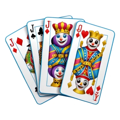 bunch of poker cards, with crazy colorful jolly jokers inside sticker