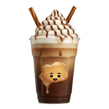 Ice coffe with milk and chocolate and caramel topping  sticker