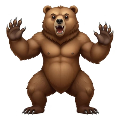 Intimidating brown grizzly bear standing on hind legs, showing claws and fierce expression sticker