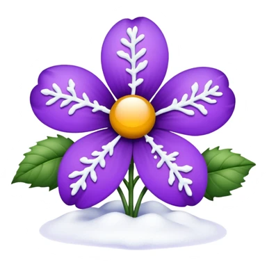 purple flower with snow sticker