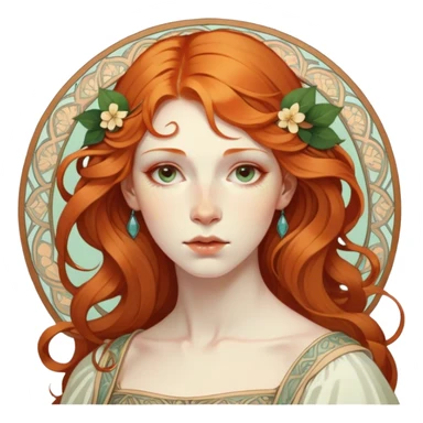Ginger woman alphonse mucha sticker