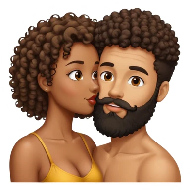 Bearded man kissing curly haired half-black woman sticker