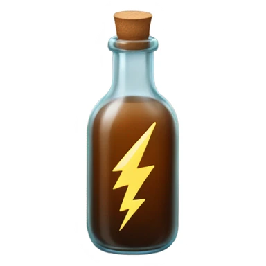small brown glass bottle with lighting bolt on it sticker