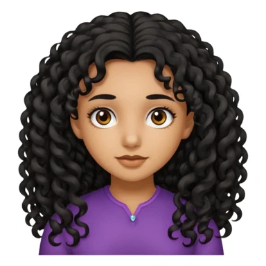 A girl with black long curly hair dark brown eyes brown skin colour. sticker