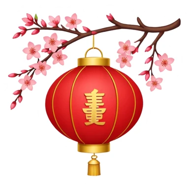 kawaii cute chinese red lantern with flowers sticker