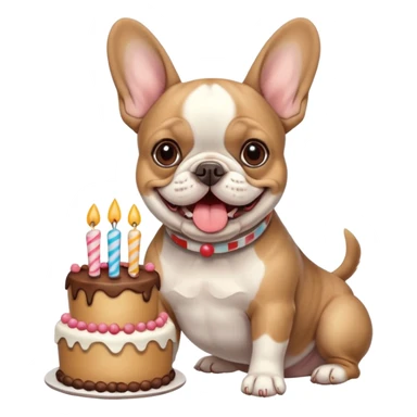 French bull dog with birthday cake  sticker