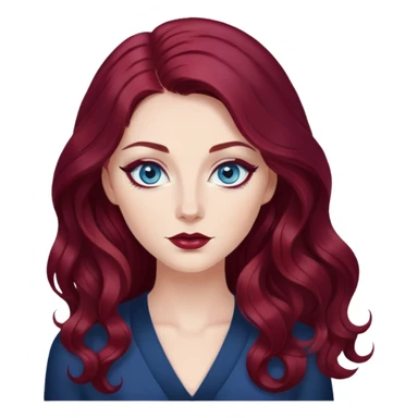 pretty long hair wavy dark wine red hair baddie with eyeliner and blue eyes sticker