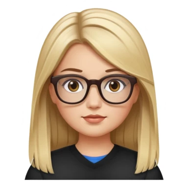 Chica blanca con cabello liso largo balayage (rubio con cafe), ojos cafe obcuro con lentes cuadrados, gordita sticker