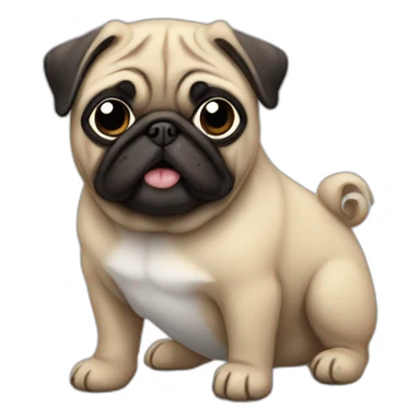 pug wearing a t-shirt sticker