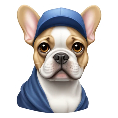 French bulldog with a cap sticker