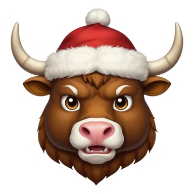 angry winter New Year's with white horns bull emoji sticker