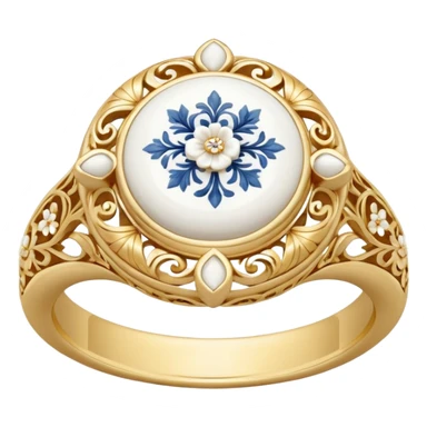 Engagement ring with plate decor sticker