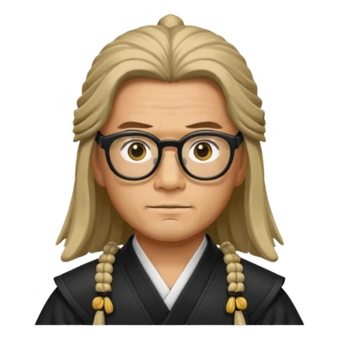 Long Haired Samurai with Glasses,Long-haired ronin adjusting black spectacles sticker