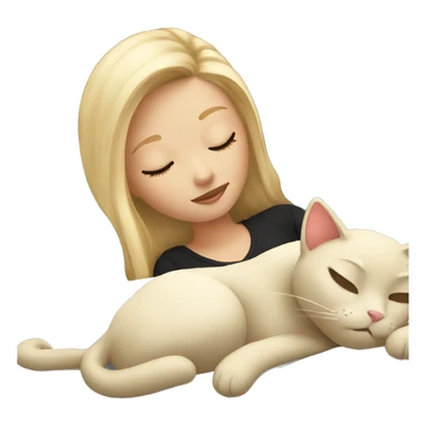 Blonde girl sleeping with black cat on bed sticker