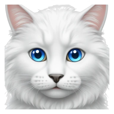 White fluffy cat with man blue eyes sticker