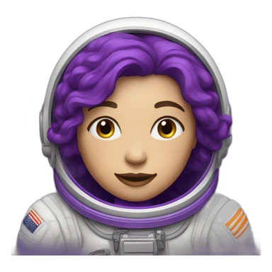 White woman astronaut with purple color sticker