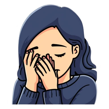 crying woman covering her face sticker