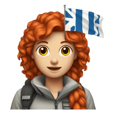 a red hair female on everest with greek flag sticker