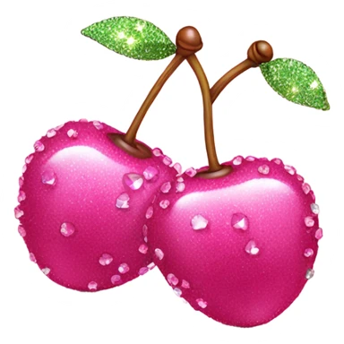 2 Realistic pink cherries with glitter and crystals sticker