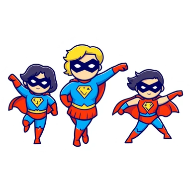 three superhero girls team posing together sticker
