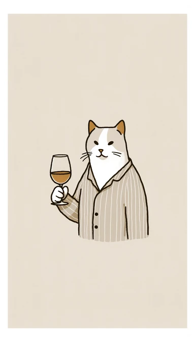 кот с бокалом вина в лапе в нарисованном стиле с нейтральным фоном sticker