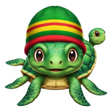Hawaiian turtle wearing a rasta beanie.  sticker
