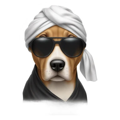 Dog with sunglasses wearing a durag sticker