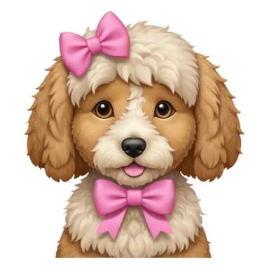 Cute Golden doodle with pink bow sticker