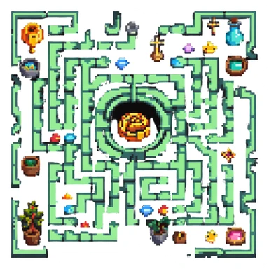 complex maze with treasures sticker