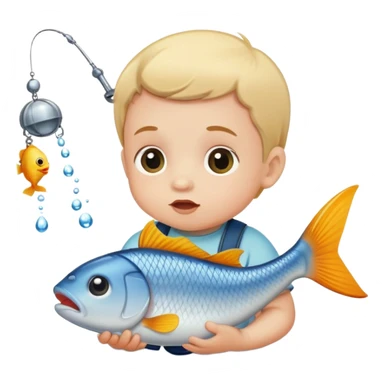 Baby catching a fish sticker