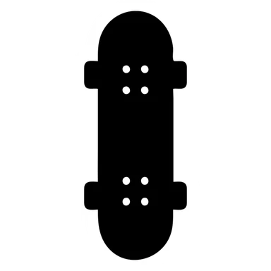 A skateboard in a black filled icon style, with a grip tape. sticker