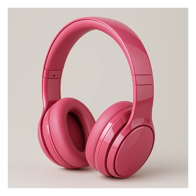 pink headphones, modern, glossy sticker