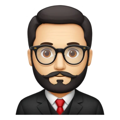 Un profesor calvo, que tenga barba abundante de color negro, lleva gafas con el cristal de color amarillo y un abrigo de cuadros rojo sticker