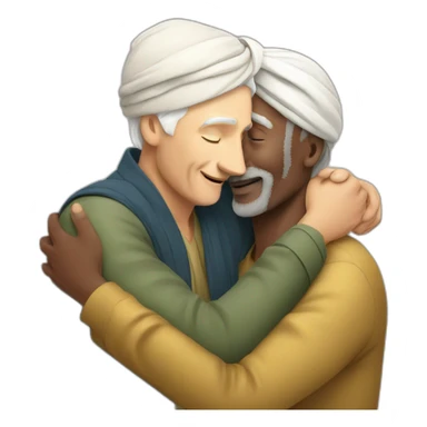 Turban older Man from africa hugs blond European man sticker