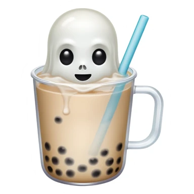 floating ghost holding boba tea  sticker