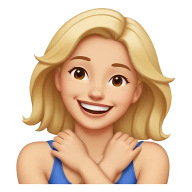 Woman crossing arms around neck laughing  sticker