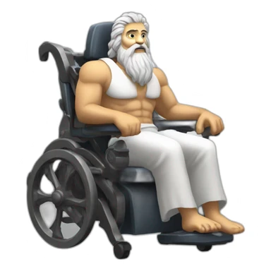 zeus on a wheeling chair sticker